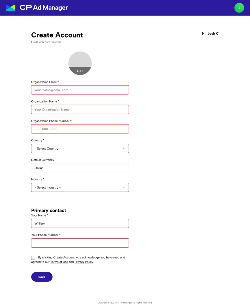 Create Account