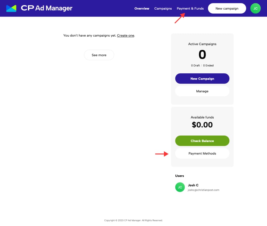 Dashboard Payment Methods